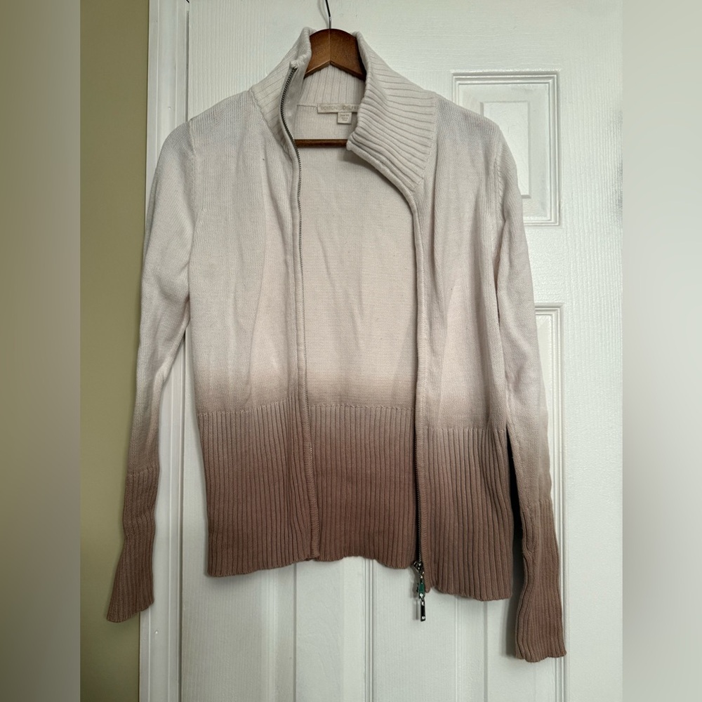Boston Proper Cream and Brown Gradient Cardigan xs Anthropologie $109